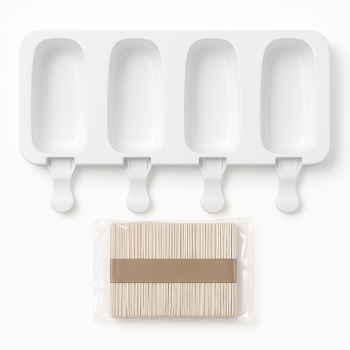 Silicone Triple Popsicle Mold with Sticks – 4-Cavity Ice Cream Mold | CM218