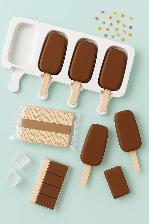 Silicone Triple Popsicle Mold with Sticks – 4-Cavity Ice Cream Mold | CM218