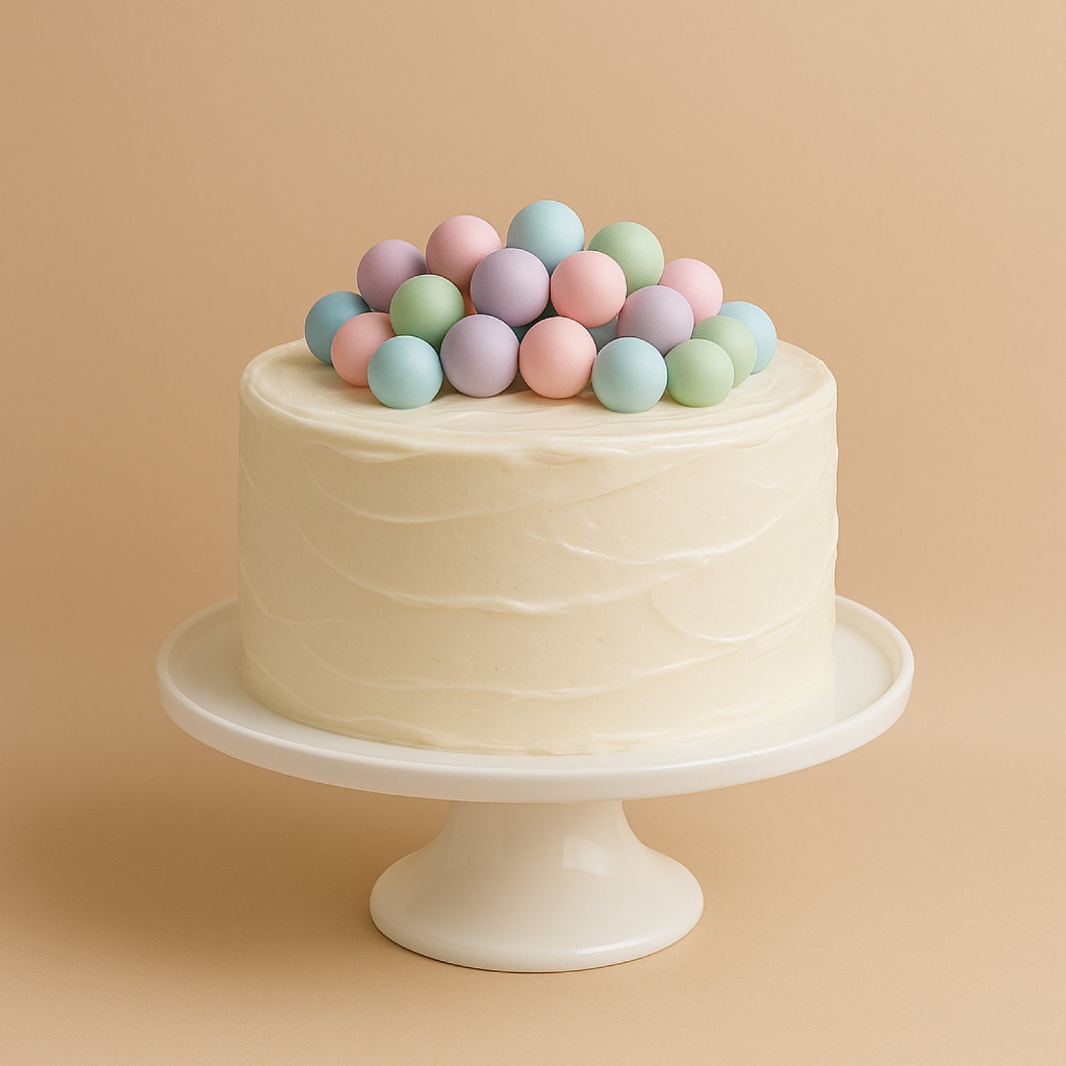 Black faux balls in a golden wrapper placed on soft white fur cloth background, perfect for elegant cake decoration.
