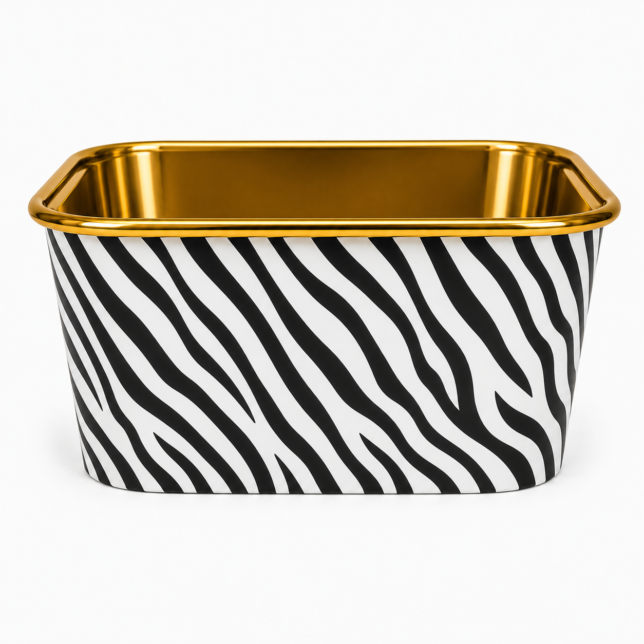 2603-5 CL033 Square Animal Print Gold Foil Paper Baking Cups with Lid – Cake, Brownie & Dessert Cups Pack of 10