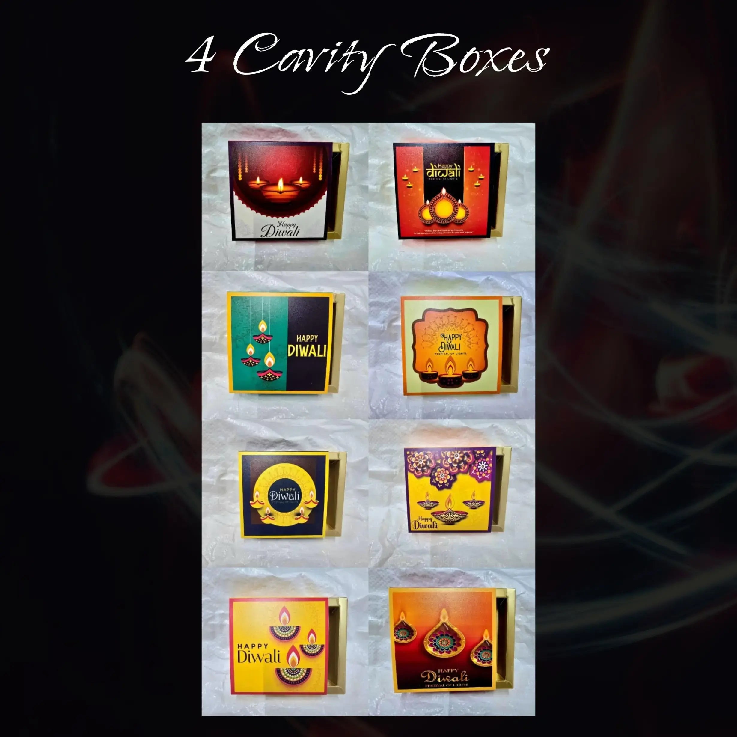 Diwali Chocolate Box – 4 Cavity Design Pack of 10 | CB028