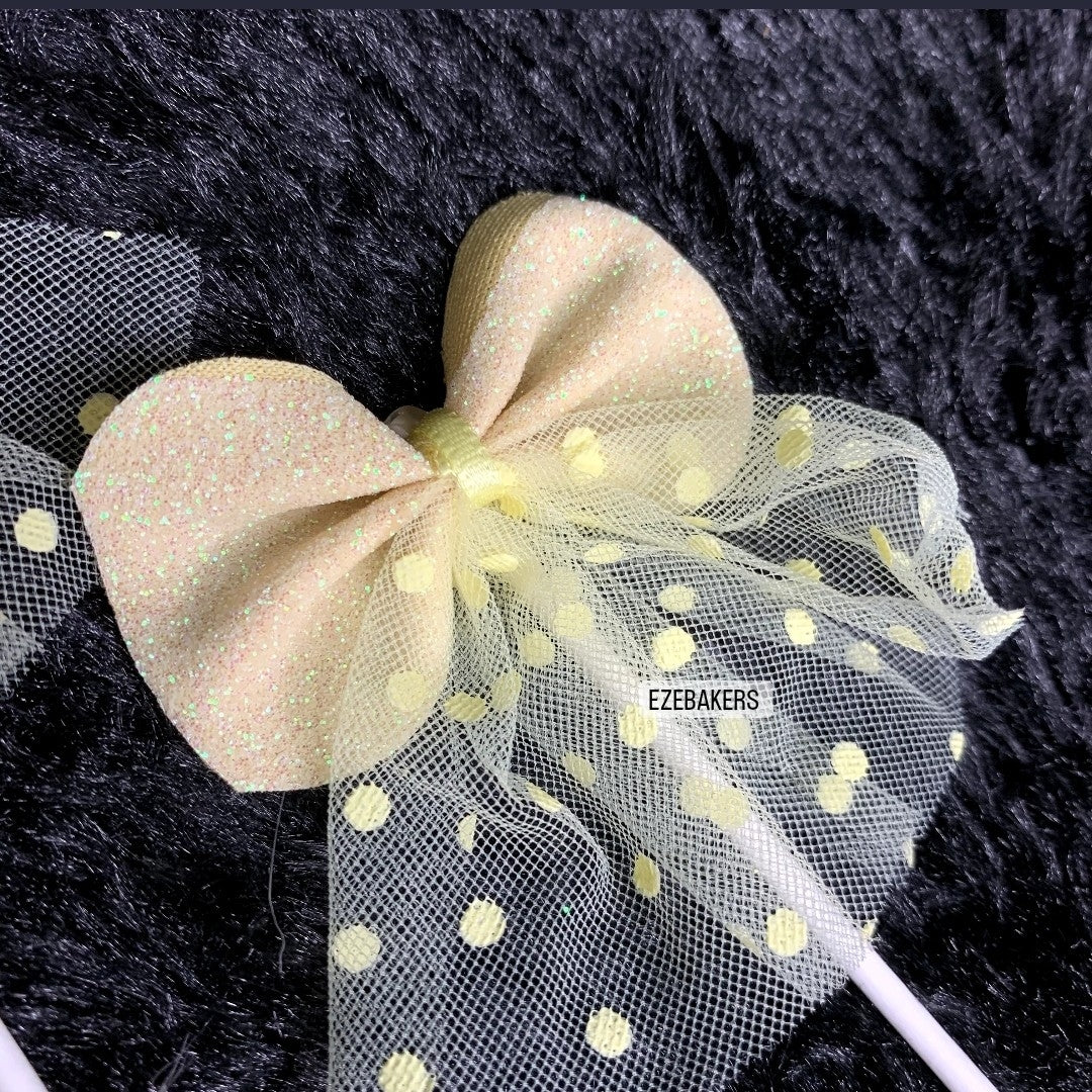 2 Piece Light Blue Ribbon Cake Topper  TPR092