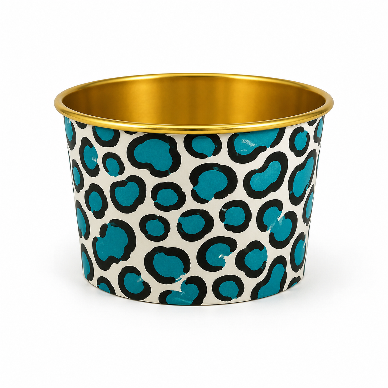 2603-13 CL055 Round Animal Print Gold Foil Paper Baking Cups with Lid – Cupcake & Muffin Cups Pack of 10