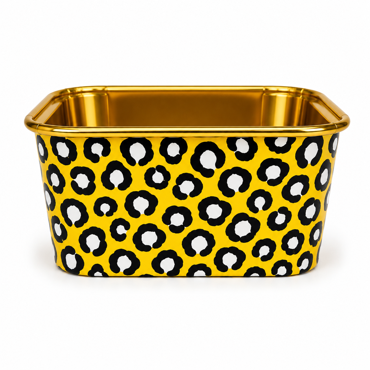 2603-5 CL033 Square Animal Print Gold Foil Paper Baking Cups with Lid – Cake, Brownie & Dessert Cups Pack of 10