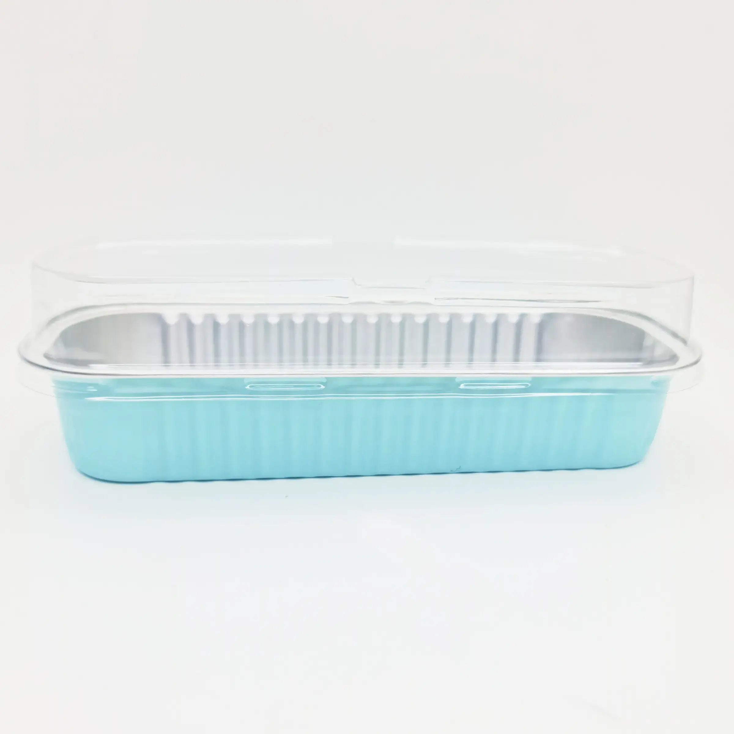 Multicolour 200ml Rectangular Foil Container With Lid 10 Pieces Pack – Bake N Serve Cups CL087