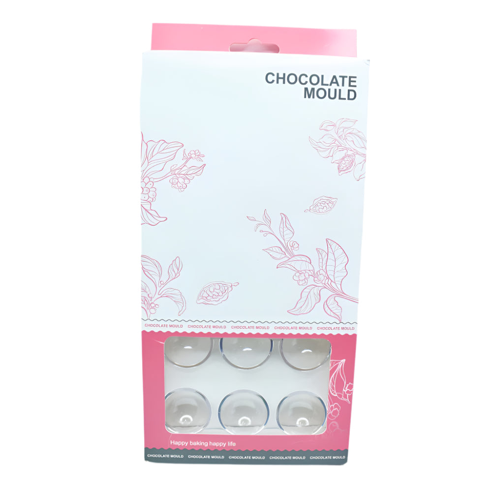 15 in 1 Round Shaped Polycarbonate Chocolate Mold in its packaging displayed on a white background for a clear view.