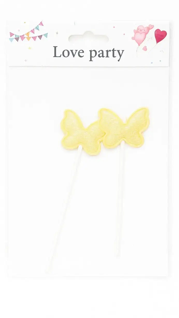 Golden Butterfly Cake Topper Set – Glitter Finish Decorative Picks | TPR211