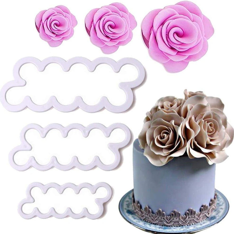 Easiest Rose Cutter Ever for Cake Decorating Set of 3 CT084