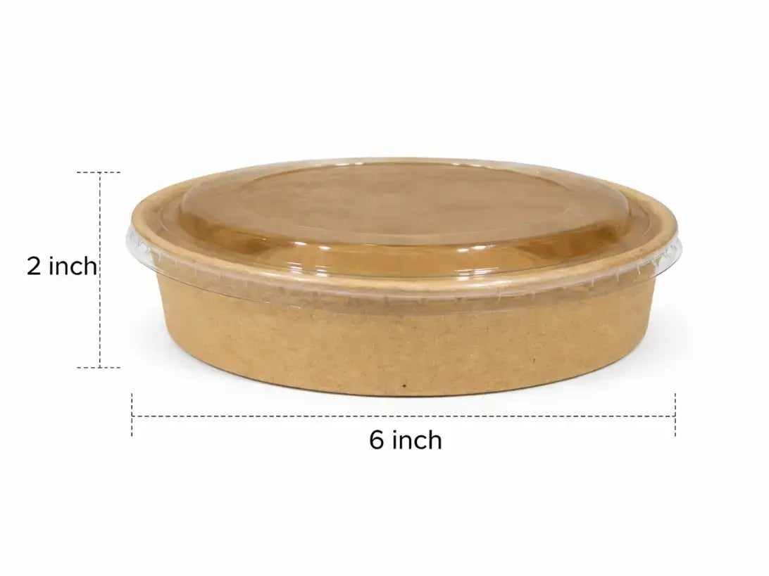 Round Kraft Paper Food Container with Lid – Heavy Cardboard Bowl (Pack of 10) | CL084
