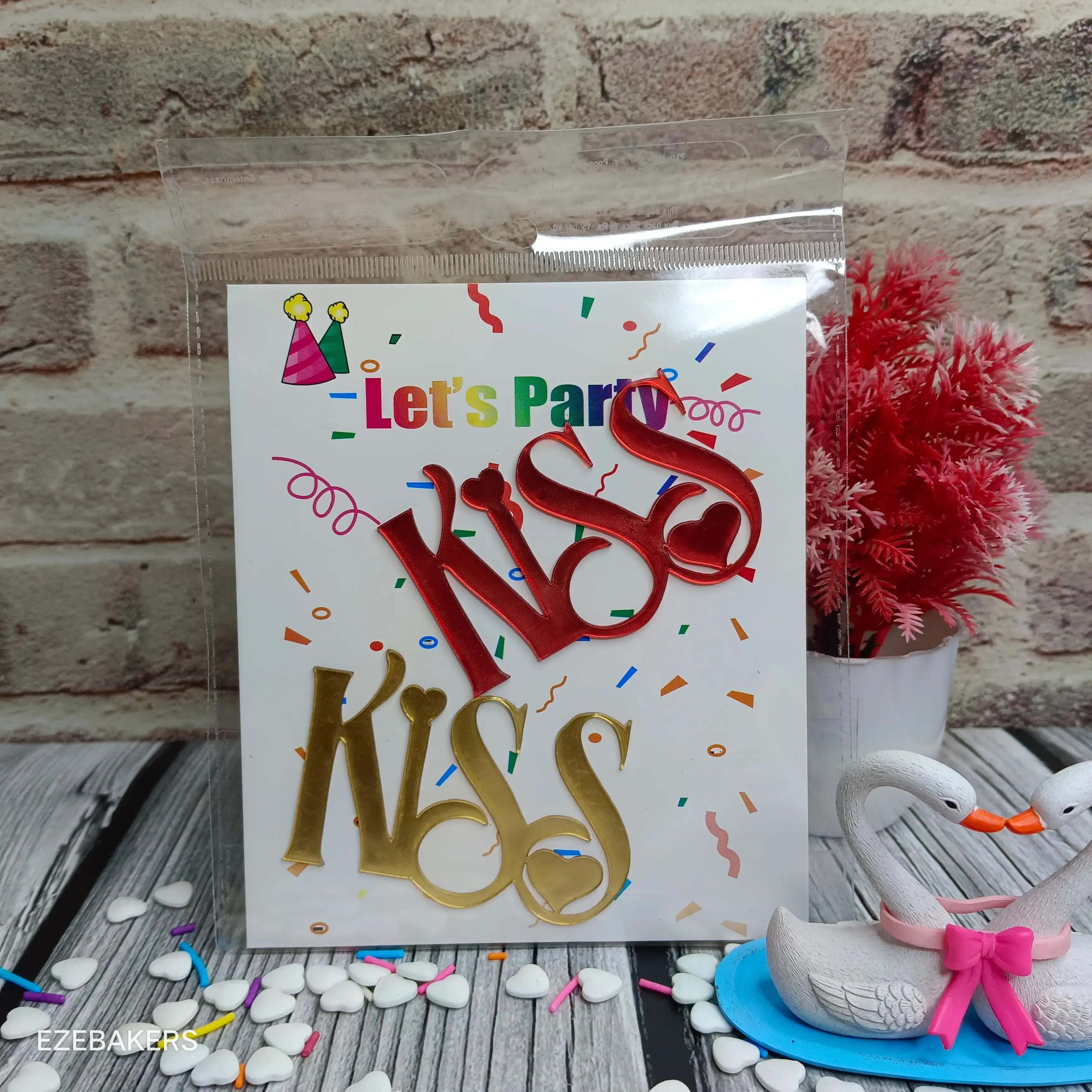 Acrylic Kiss Cake Topper 2 Piece Set TPR225