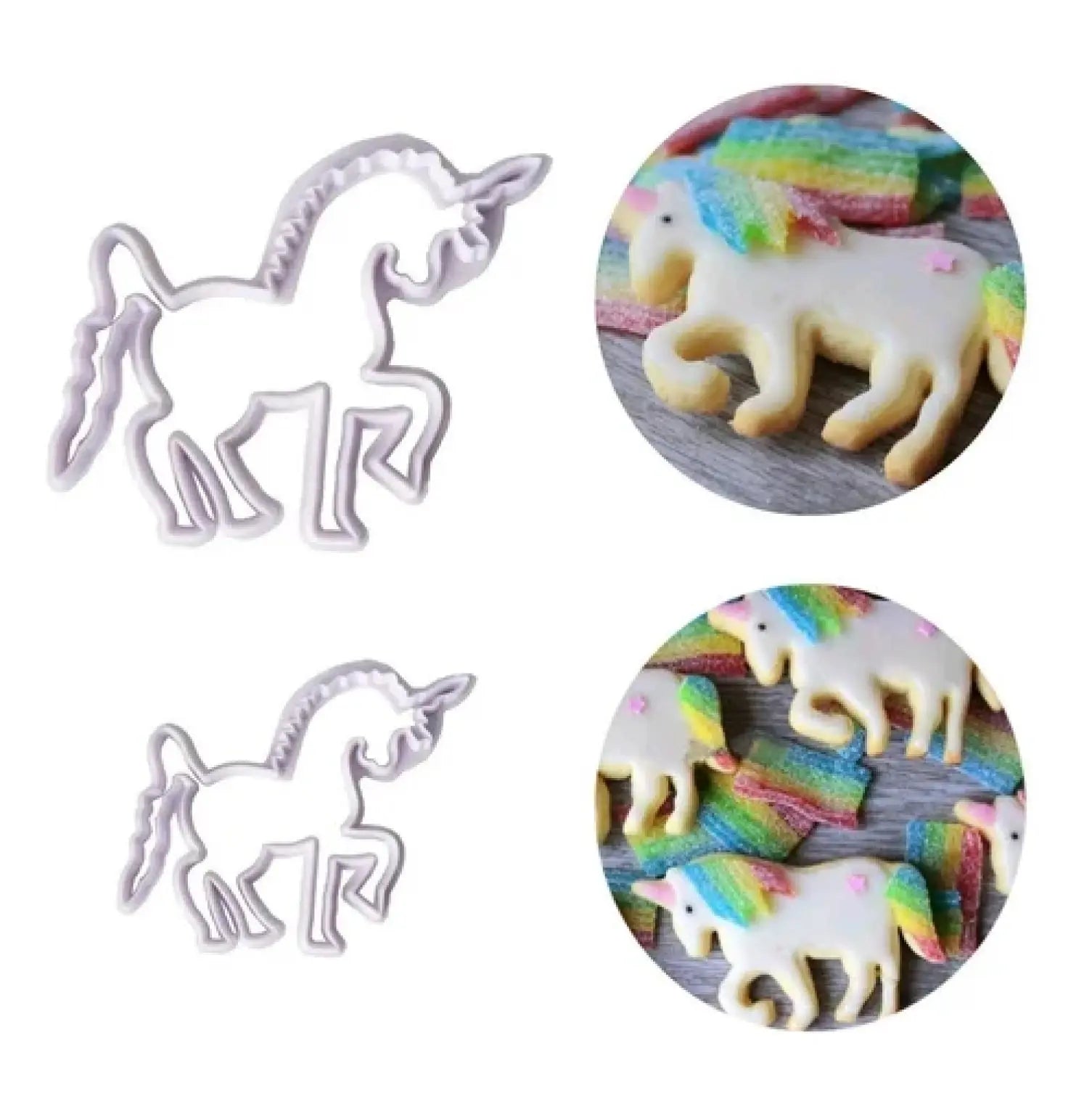 2 in 1 Unicorn Fondant and Cookie Cutter in use, ideal for creating unicorn-themed cookies and fondant decorations.