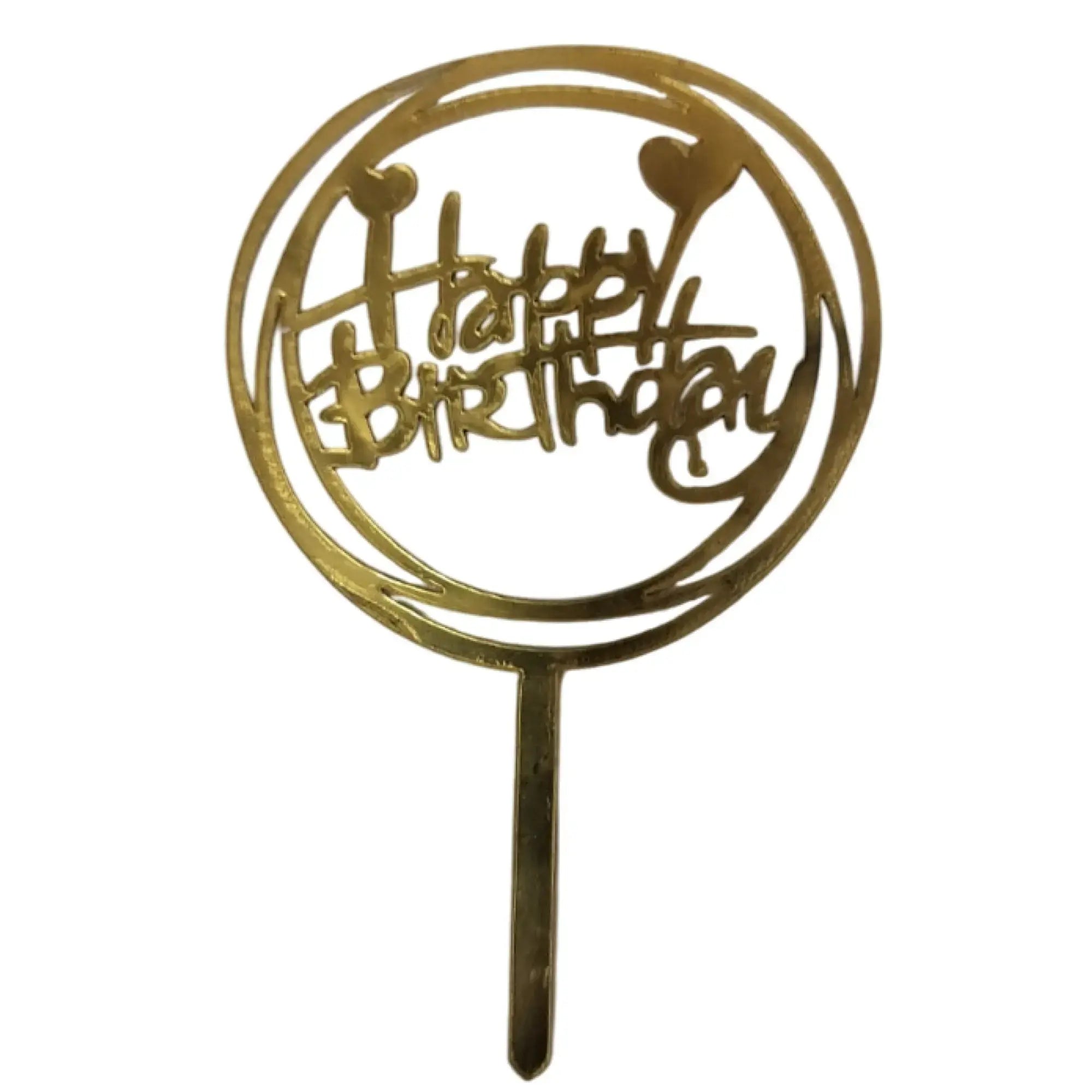 Acrylic Golden Happy Birthday Cake Topper – Pack of 10 Elegant Cake Toppers  TPR195
