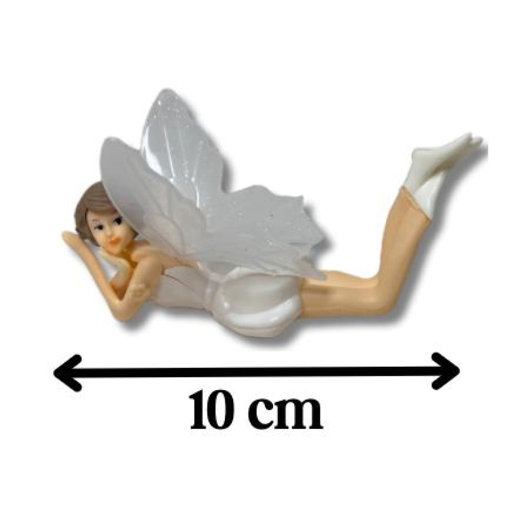White Fairies Doll Cake Topper with size comparison on white background