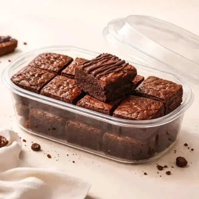 CL094 Big Rectangular PVC Dessert Container with Lid Pack of 10