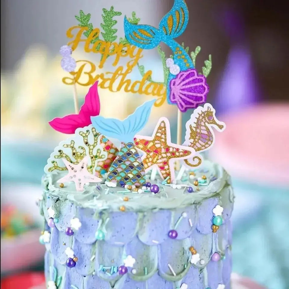 Mermaid Tail Theme Cake Toppers TPR101