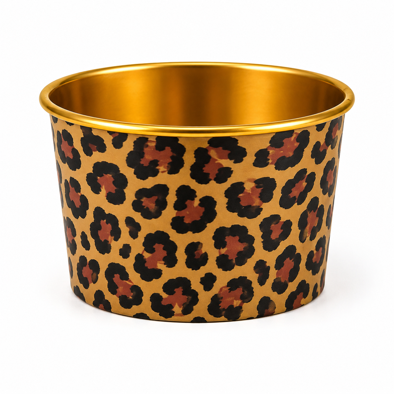 2603-13 CL055 Round Animal Print Gold Foil Paper Baking Cups with Lid – Cupcake & Muffin Cups Pack of 10