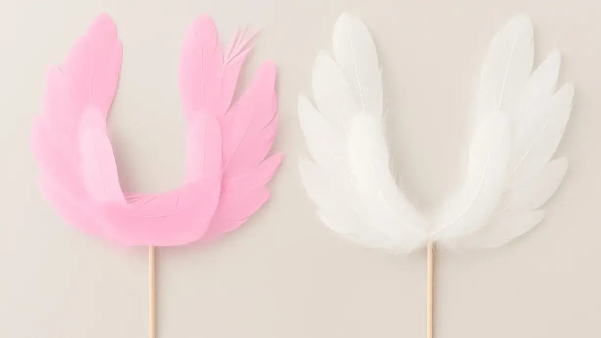 Feather Cake Topper – Pink & White Decorative Accessory | TPR223