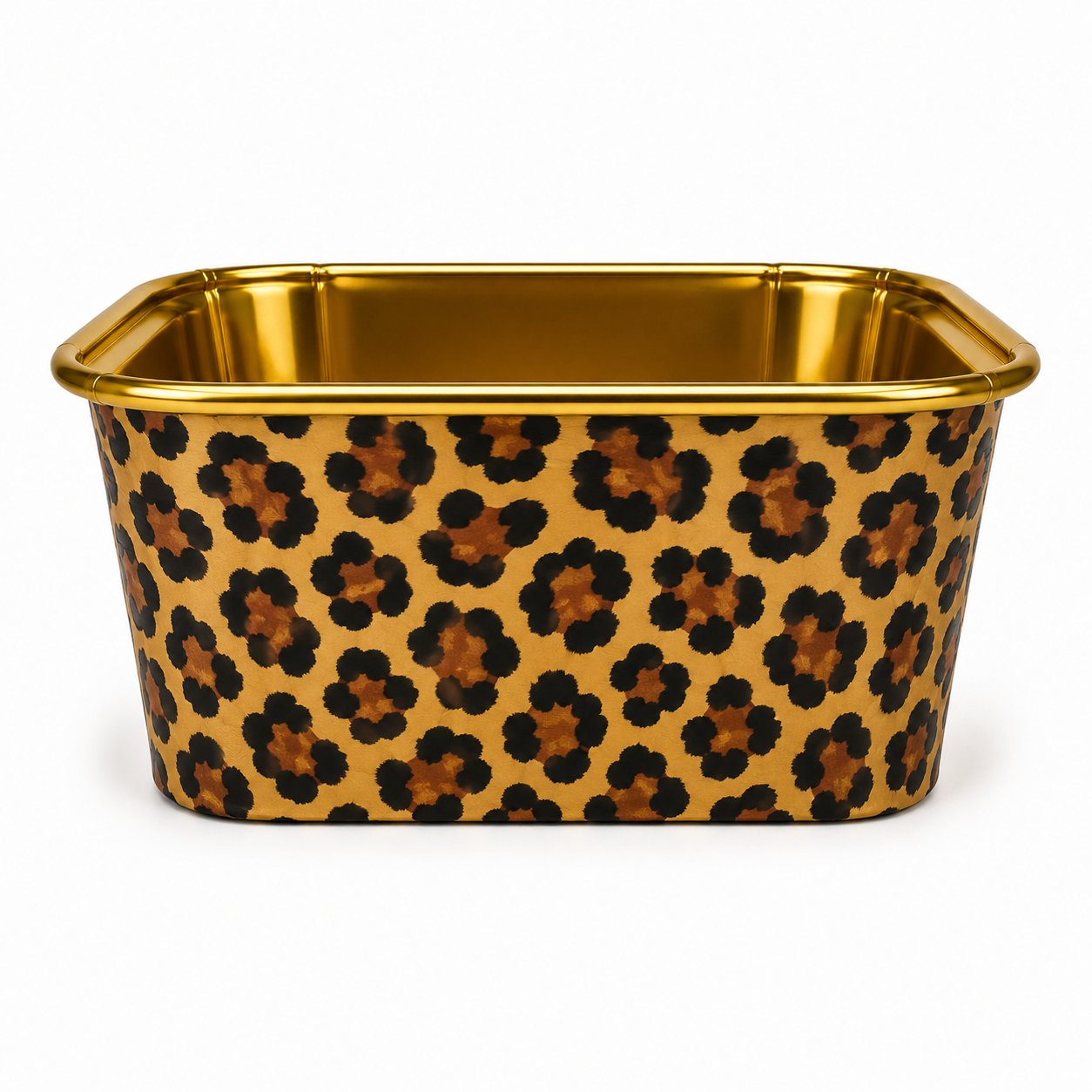 2603-5 CL033 Square Animal Print Gold Foil Paper Baking Cups with Lid – Cake, Brownie & Dessert Cups Pack of 10