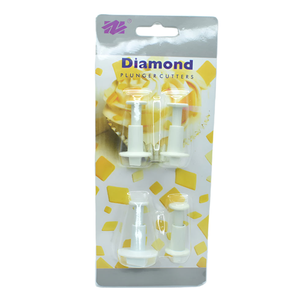 4 in 1 Diamond Shaped Plunger Fondant & Cookie Cutter set in its original packaging.