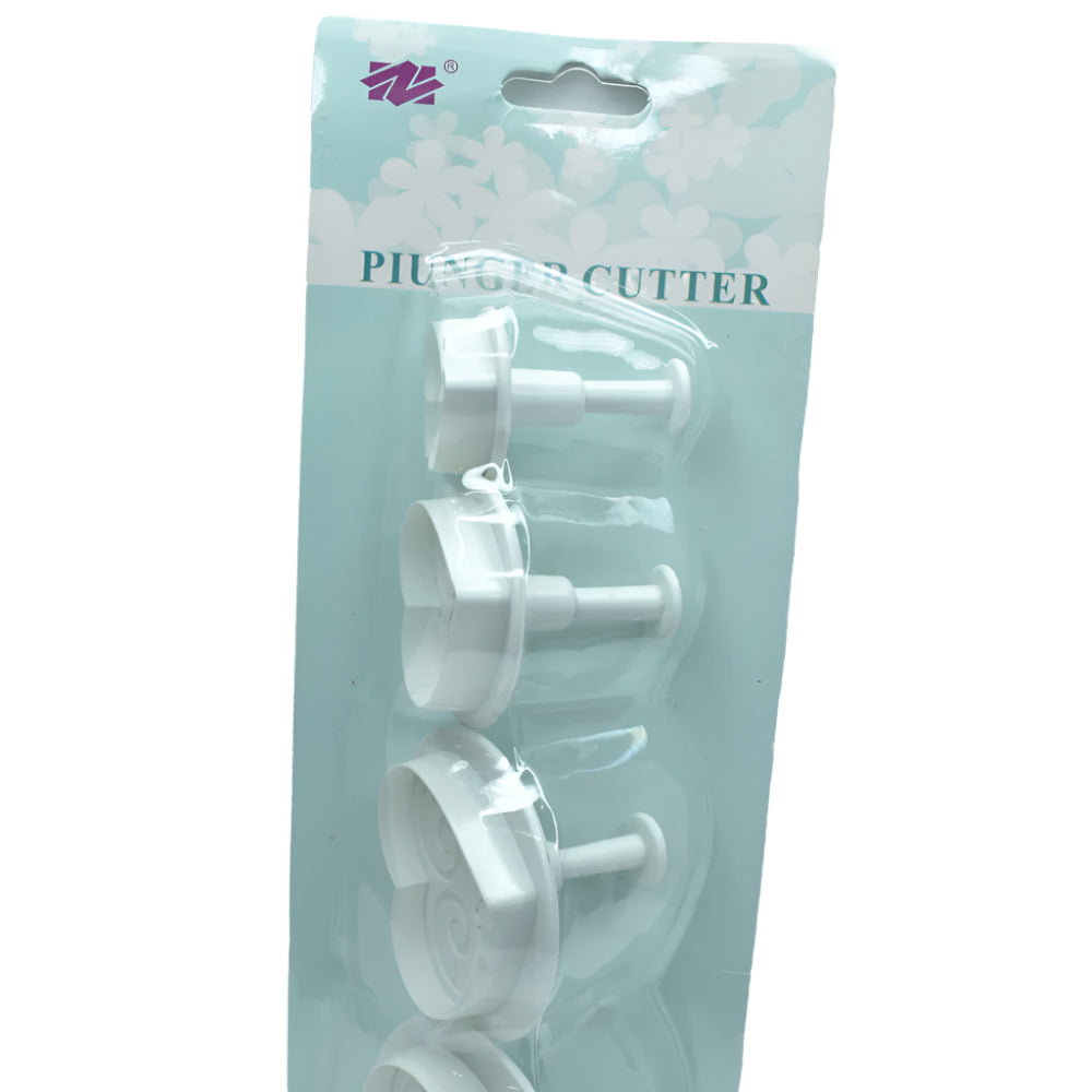 4 in 1 Heart Plunger Fondant & Cookie Cutter set in its original packaging.