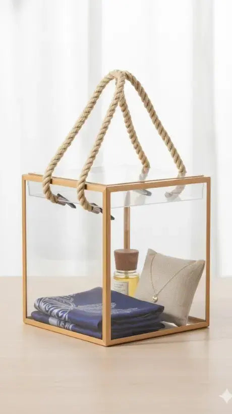 BT295A Small Square Hamper Bag Clear Display Box