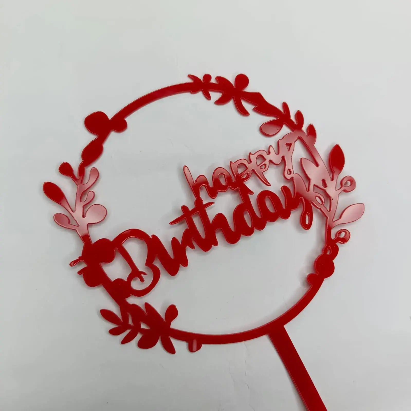 Red Acrylic Happy Birthday Cake Topper TPR049