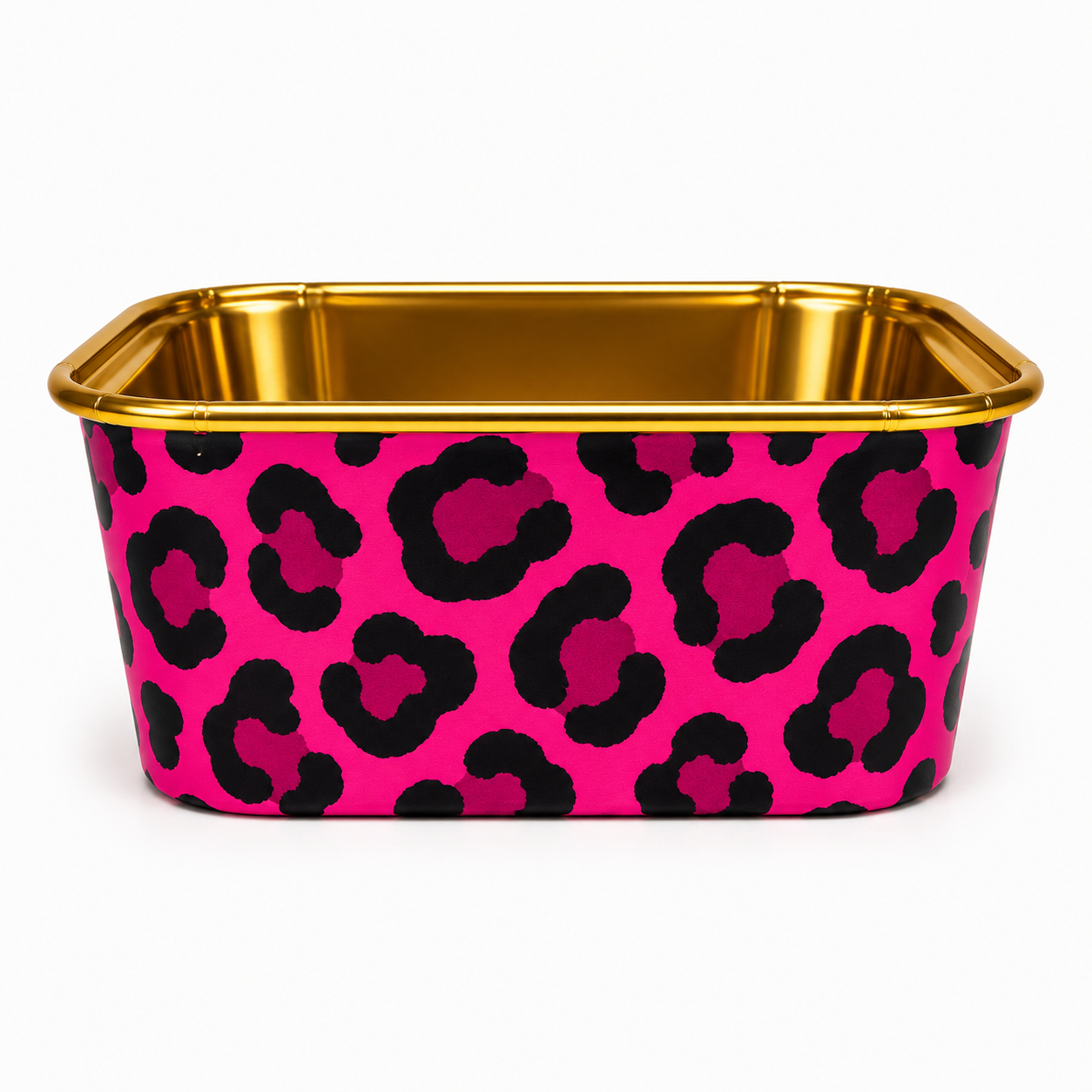 2603-5 CL033 Square Animal Print Gold Foil Paper Baking Cups with Lid – Cake, Brownie & Dessert Cups Pack of 10