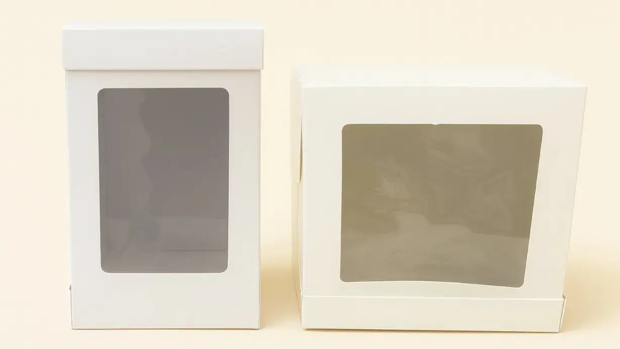 White Tall Window Cake Box Set – Small & Big Sizes |10 Pc packet
