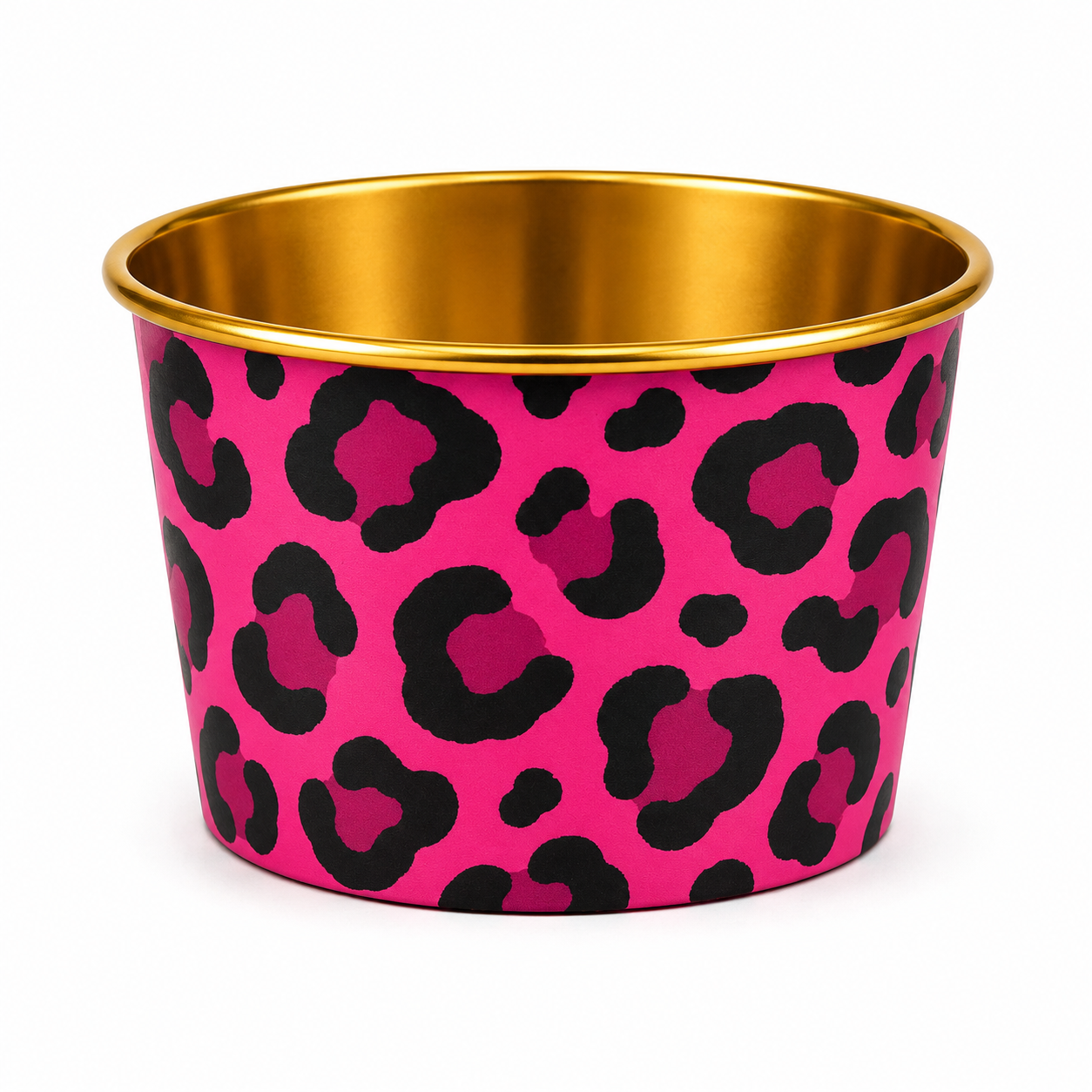 2603-13 CL055 Round Animal Print Gold Foil Paper Baking Cups with Lid – Cupcake & Muffin Cups Pack of 10