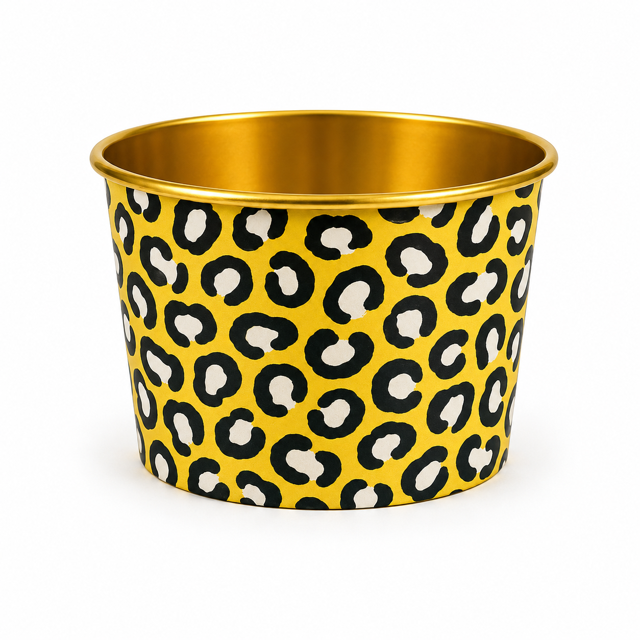 2603-13 CL055 Round Animal Print Gold Foil Paper Baking Cups with Lid – Cupcake & Muffin Cups Pack of 10