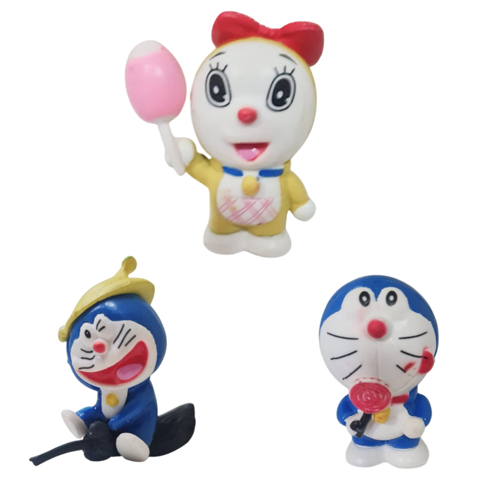 Angled zoomed-in view of Doraemon Cake Toppers on white background