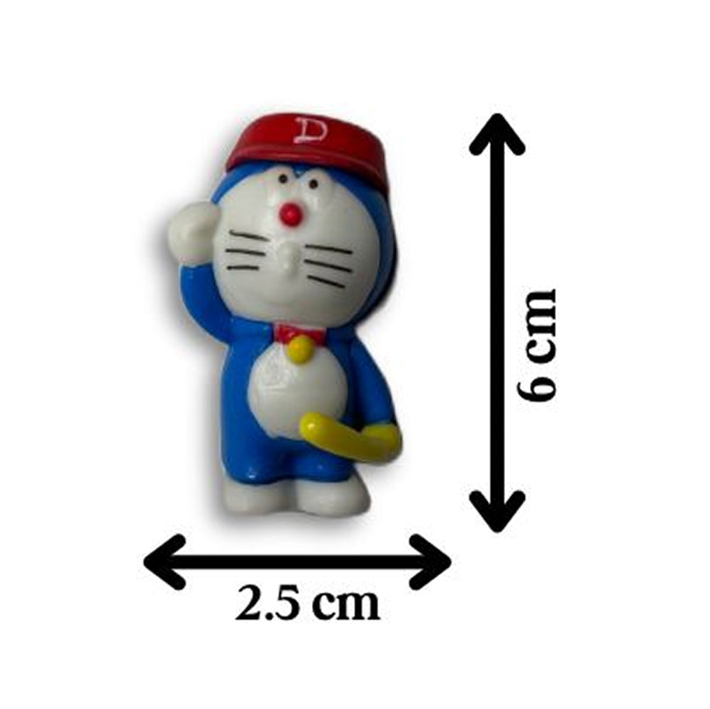 Doraemon Toy Cake Topper with size comparison on white background