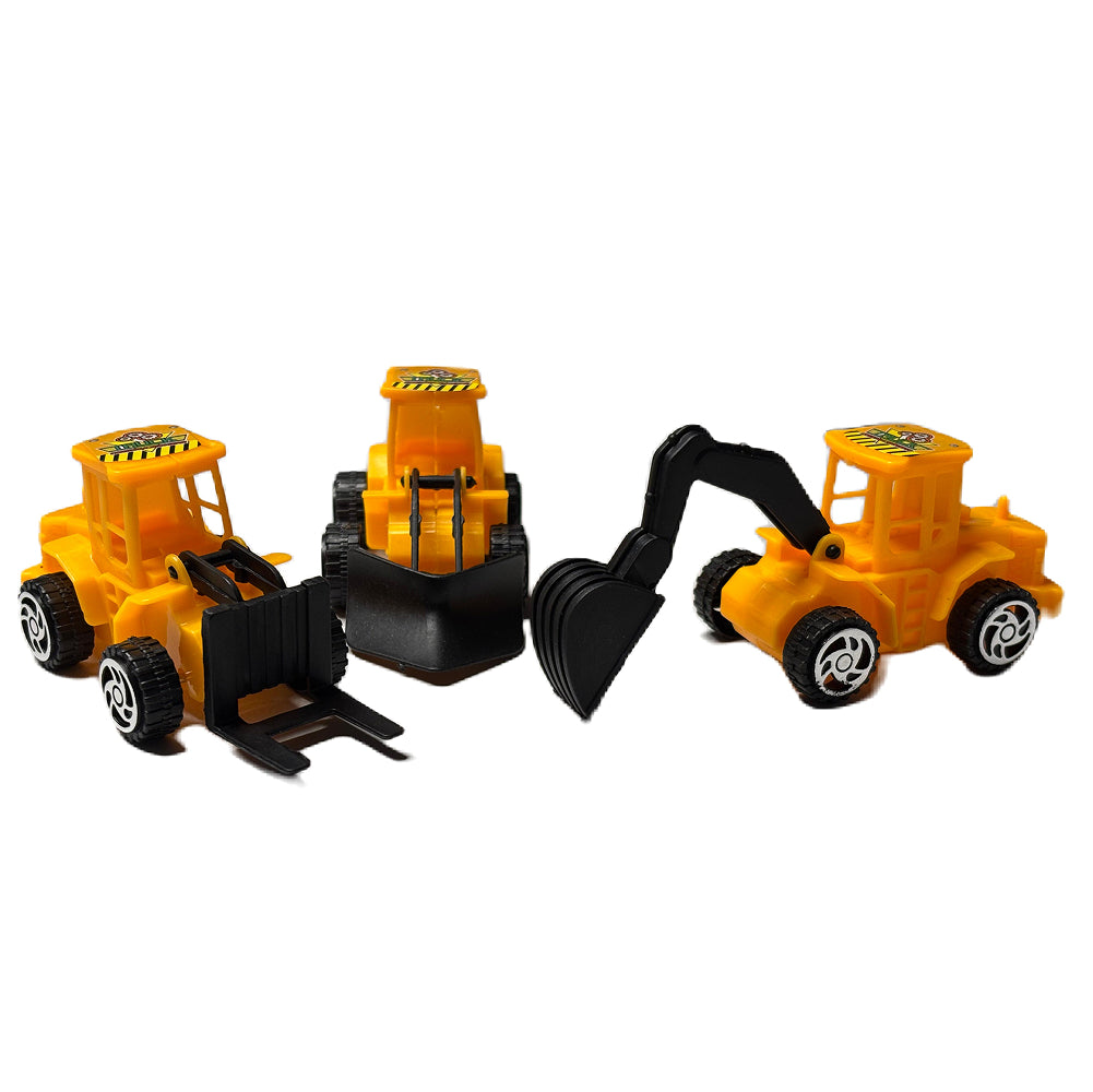 Angled zoomed-in view of JCB Machinery Cake Toppers on white background