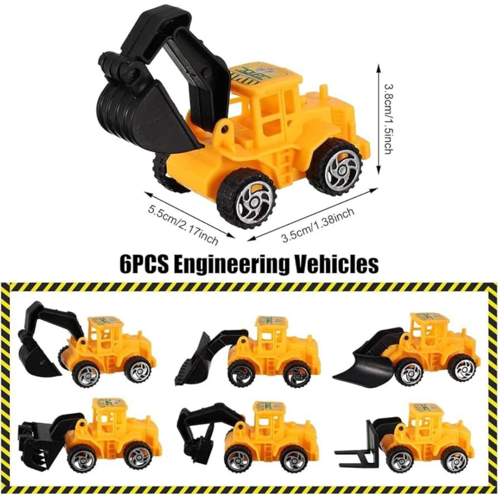 JCB Shovels and Machinery Cake Topper with size comparison on white background