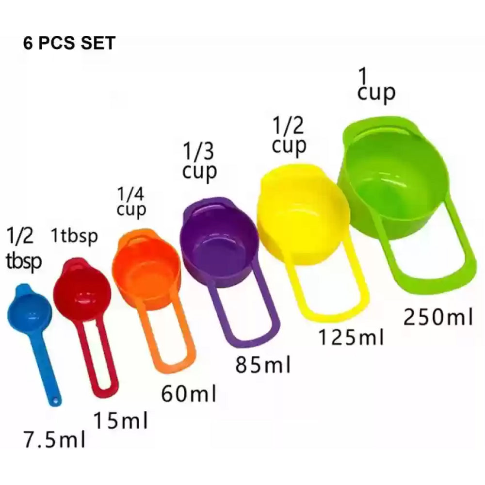 Zoomed-in view of the 6 in 1 Measuring Cups, showcasing clear markings for precise measurements.