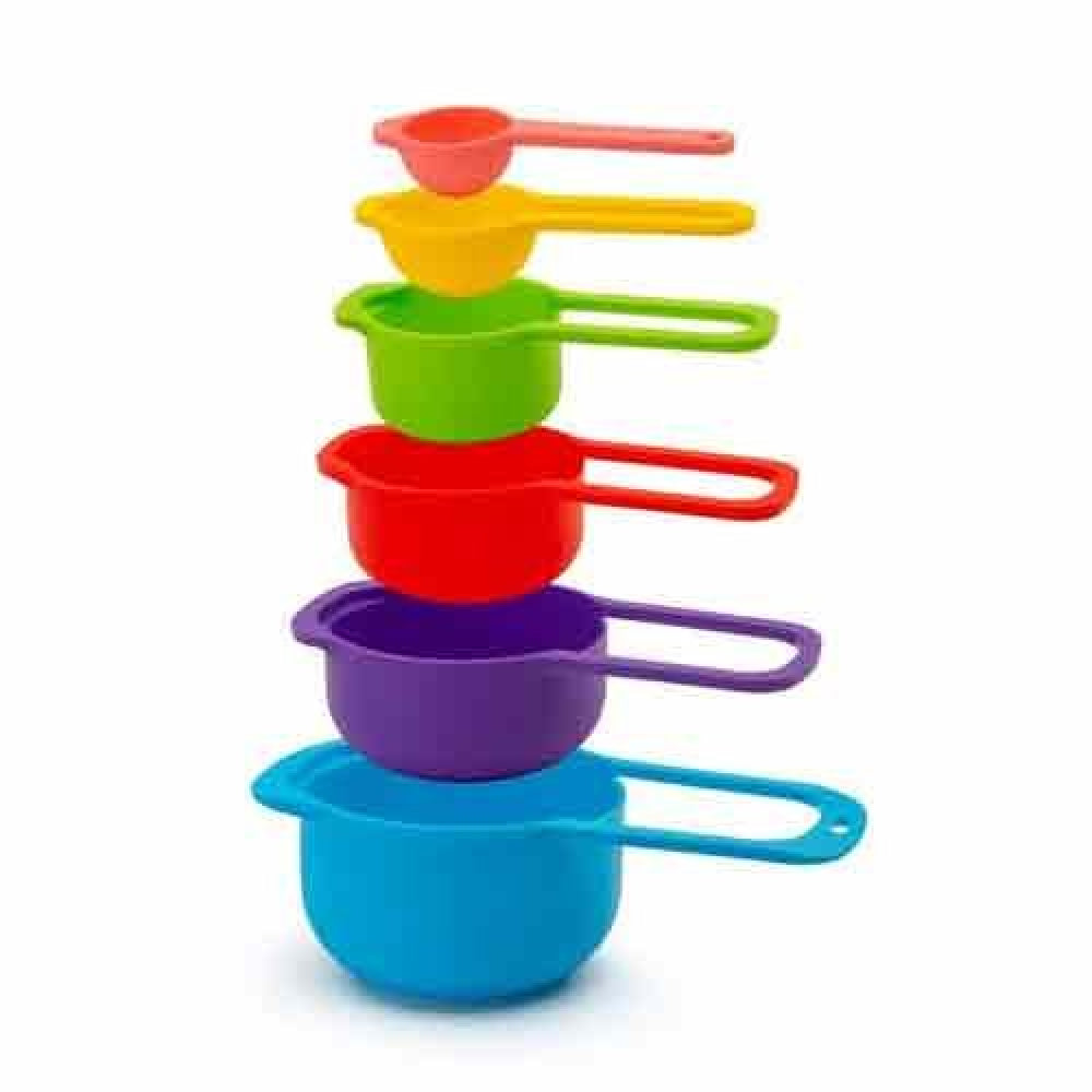 The 6 in 1 Measuring Cups shown apart for a better view of each individual cup and its measurements.