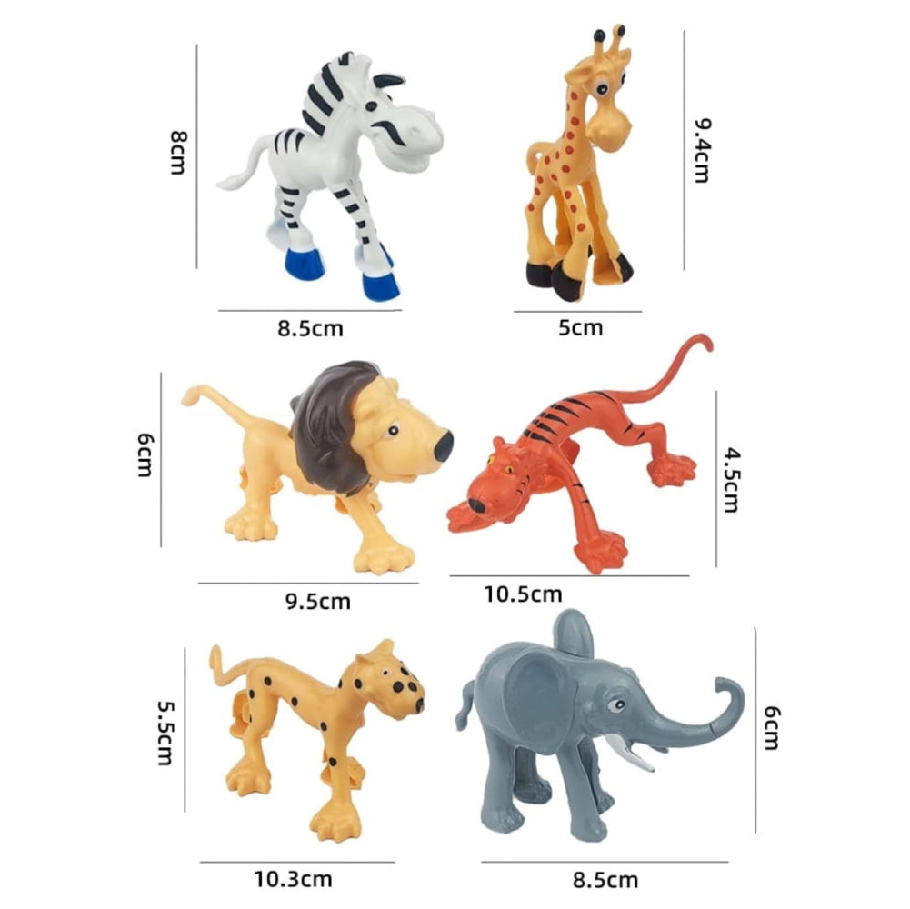 Wild Animals Cake Topper with size comparison on white background