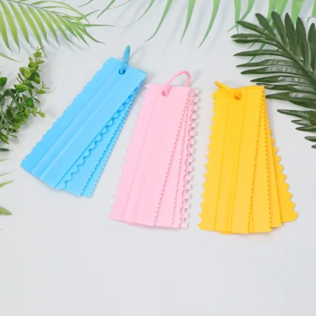 Plastic Long Cake Scraper Double-Sided 4 in 1 – Multi-Edge Smoother Tool | BT142