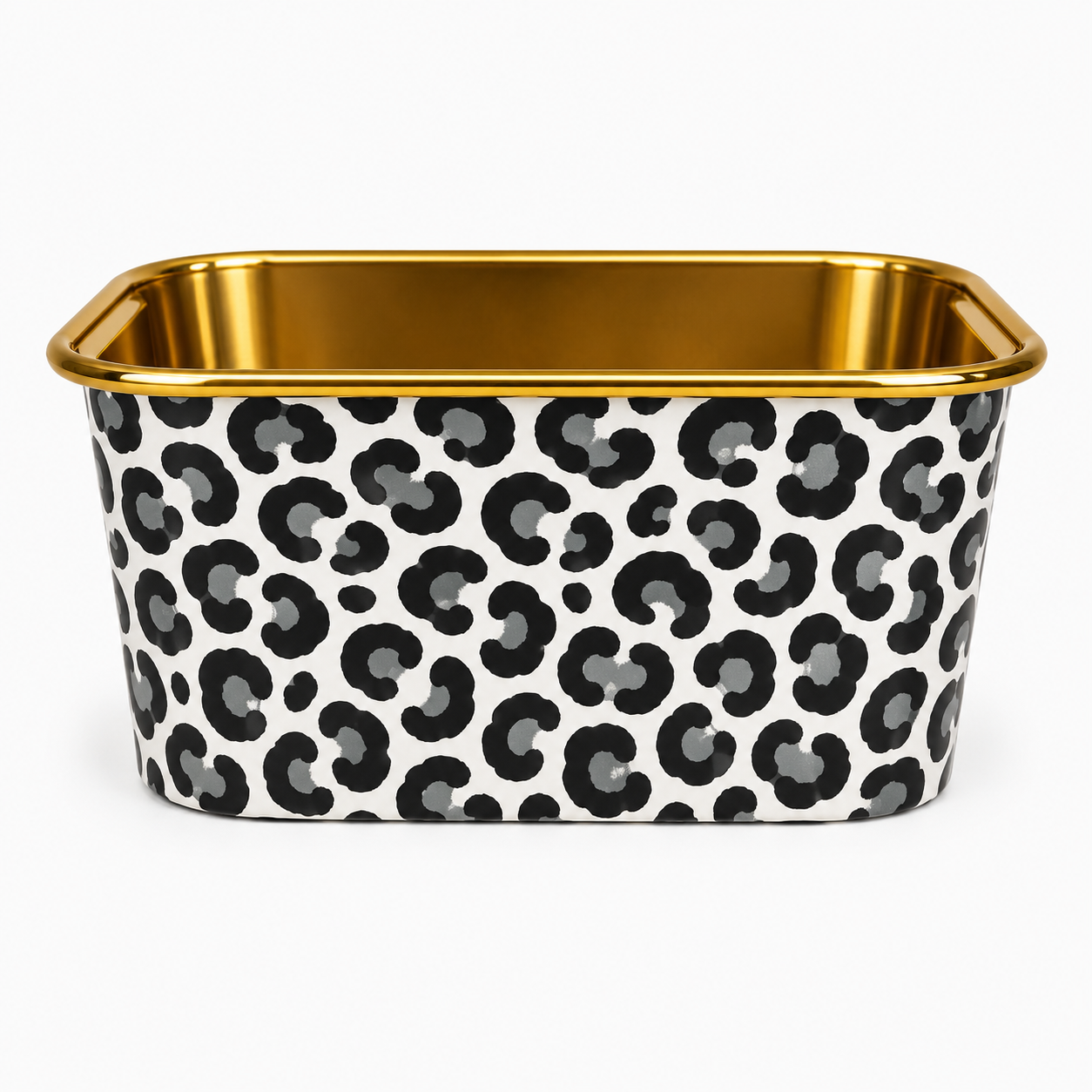 2603-5 CL033 Square Animal Print Gold Foil Paper Baking Cups with Lid – Cake, Brownie & Dessert Cups Pack of 10