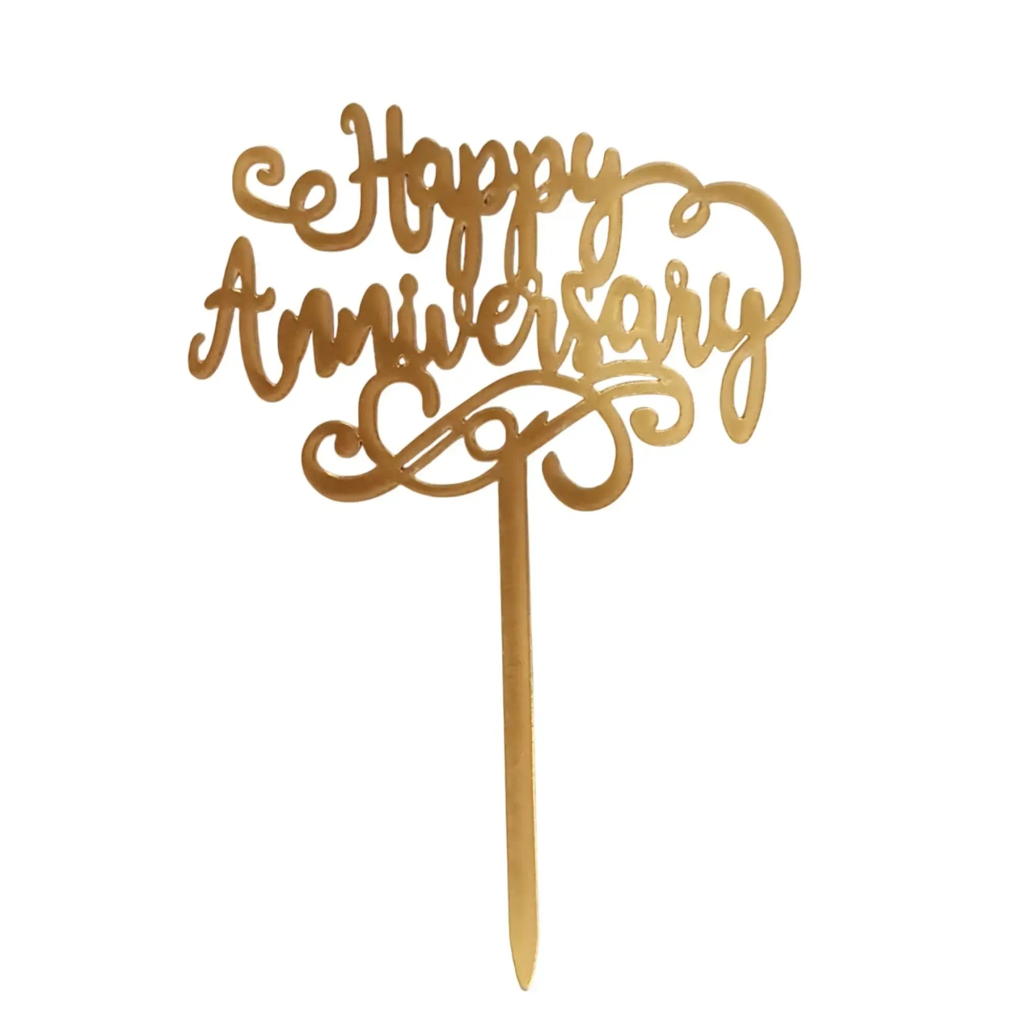 TRP118 Happy Anniversary Acrylic Cake Topper | Gold Finish