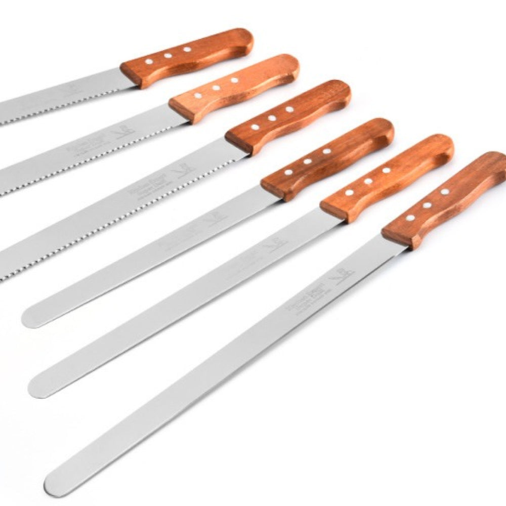 8 Inch Wooden Handle Knife displayed on a white background for a clear view of its blade and handle design.
