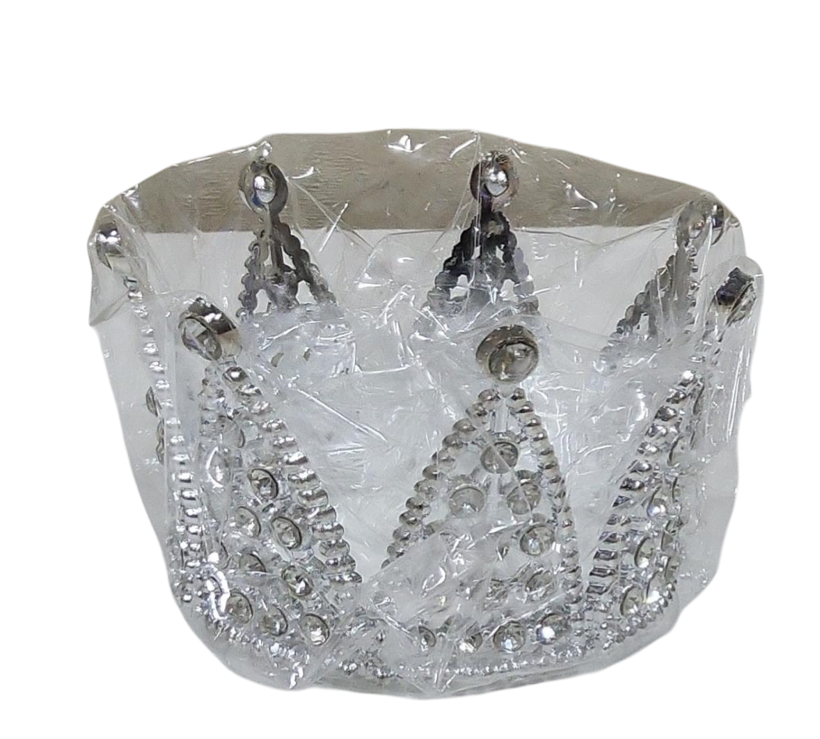 Silver Crown Cake Topper with Pearls & Stones – Decorative Birthday Crown on a transparent bag and  transparent background