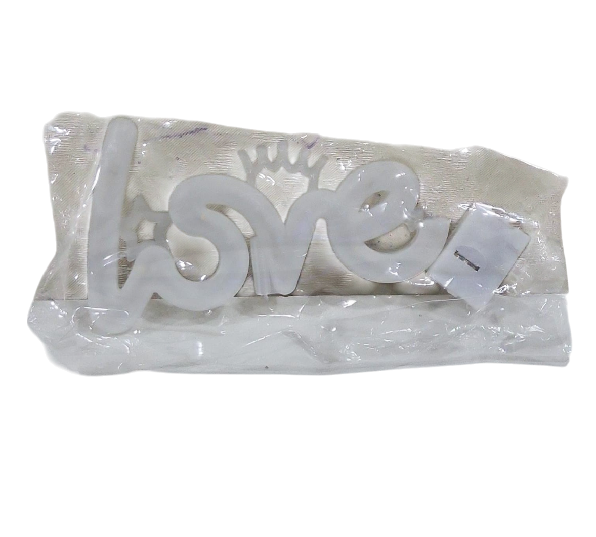 love LED cake topper in clear transparent packaging on a transparent background