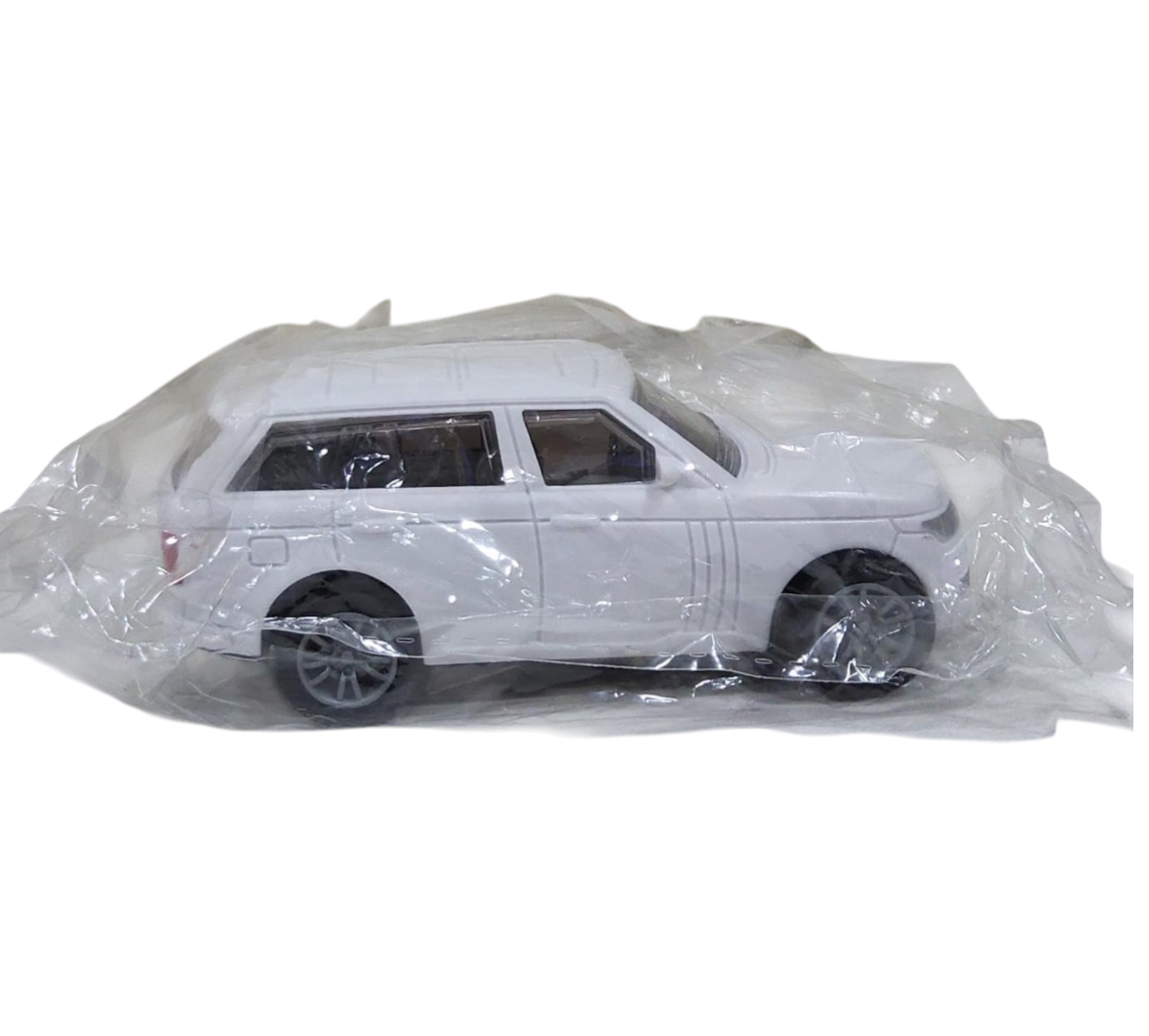 white car cake toy topper wrapped in transparent on a transparent background 