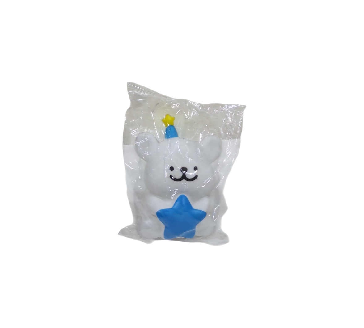 Cute Bear LED Cake Topper Two Mode Golden & White Light – Dual Mode Warm Glow in a clear transparent bag on a transparent background