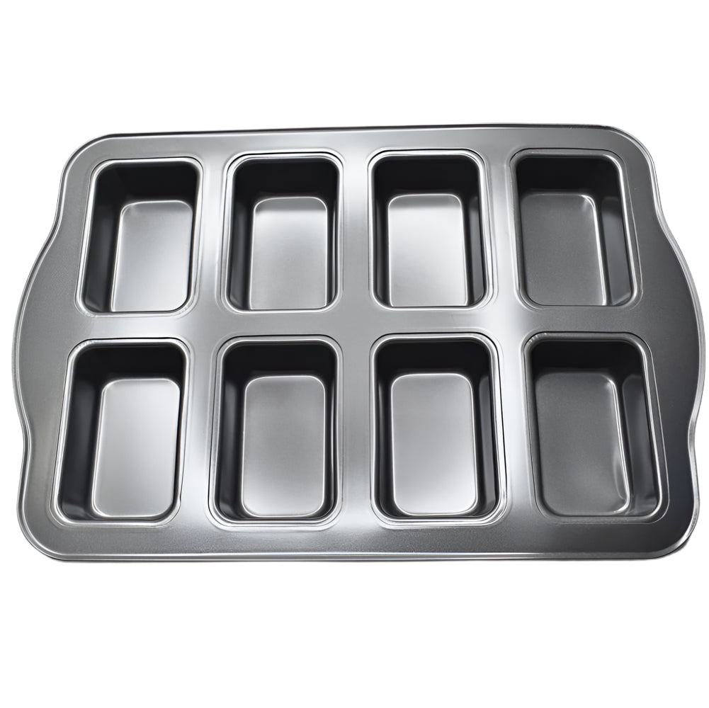 8 in 1 Rectangular Muffin & Cupcake Baking Tray on white background, showcasing multi-slot design.