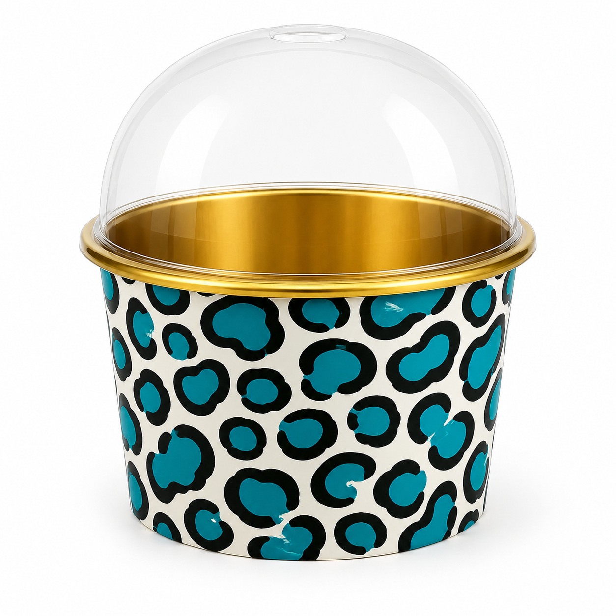2603-13 CL055 Round Animal Print Gold Foil Paper Baking Cups with Lid – Cupcake & Muffin Cups Pack of 10