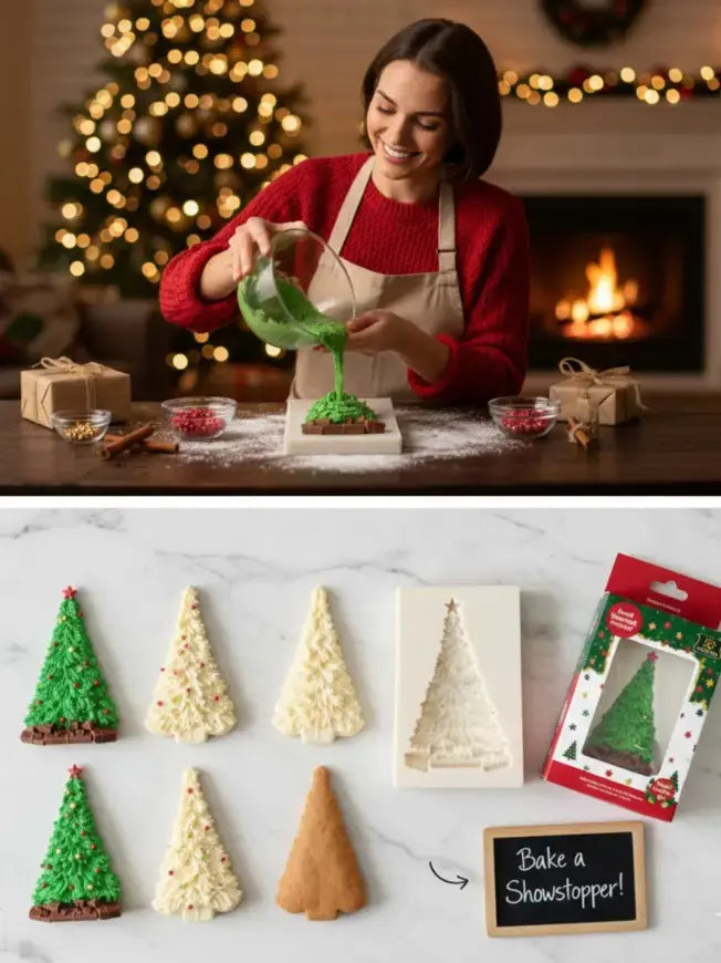 Detailed 3D Christmas Tree & Presents Silicone Mold – Cake Decorating & Crafting | FM163