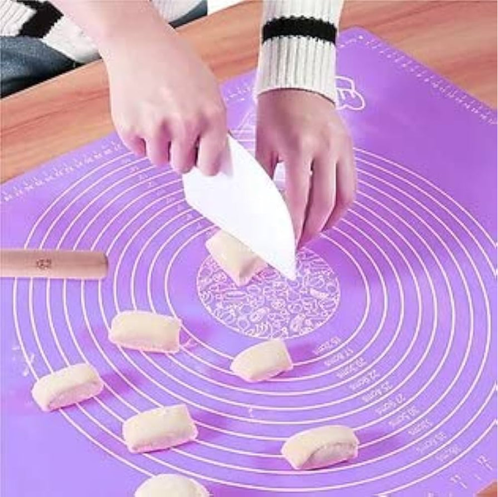 Big Silicone Mat for Baking in use, illustrating its versatility for baking cookies and pastries with easy cleanup.