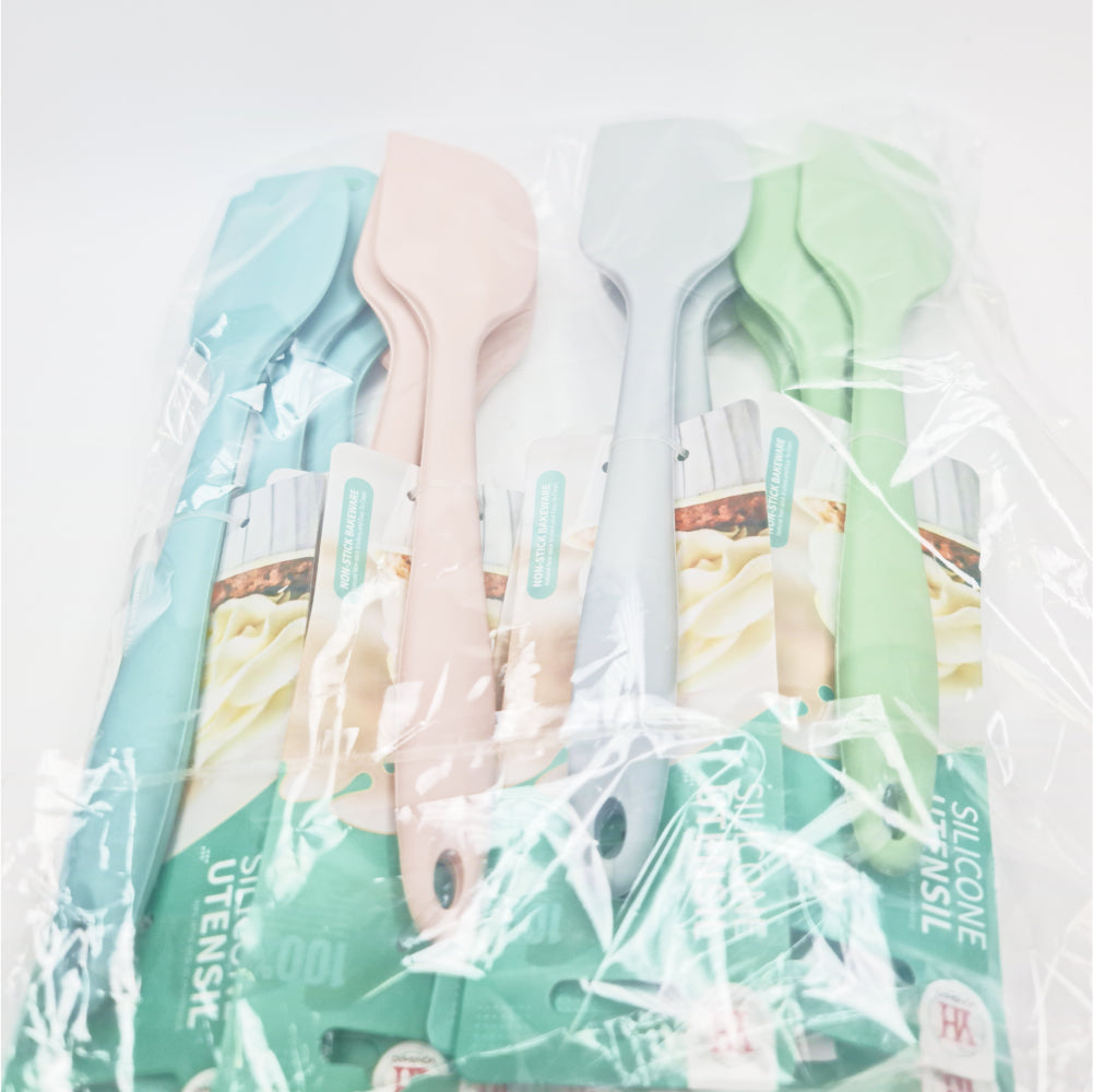 Image showcases the Big Silicone Spatula's 12-piece packet on a white background, highlighting the variety of vibrant colors included.